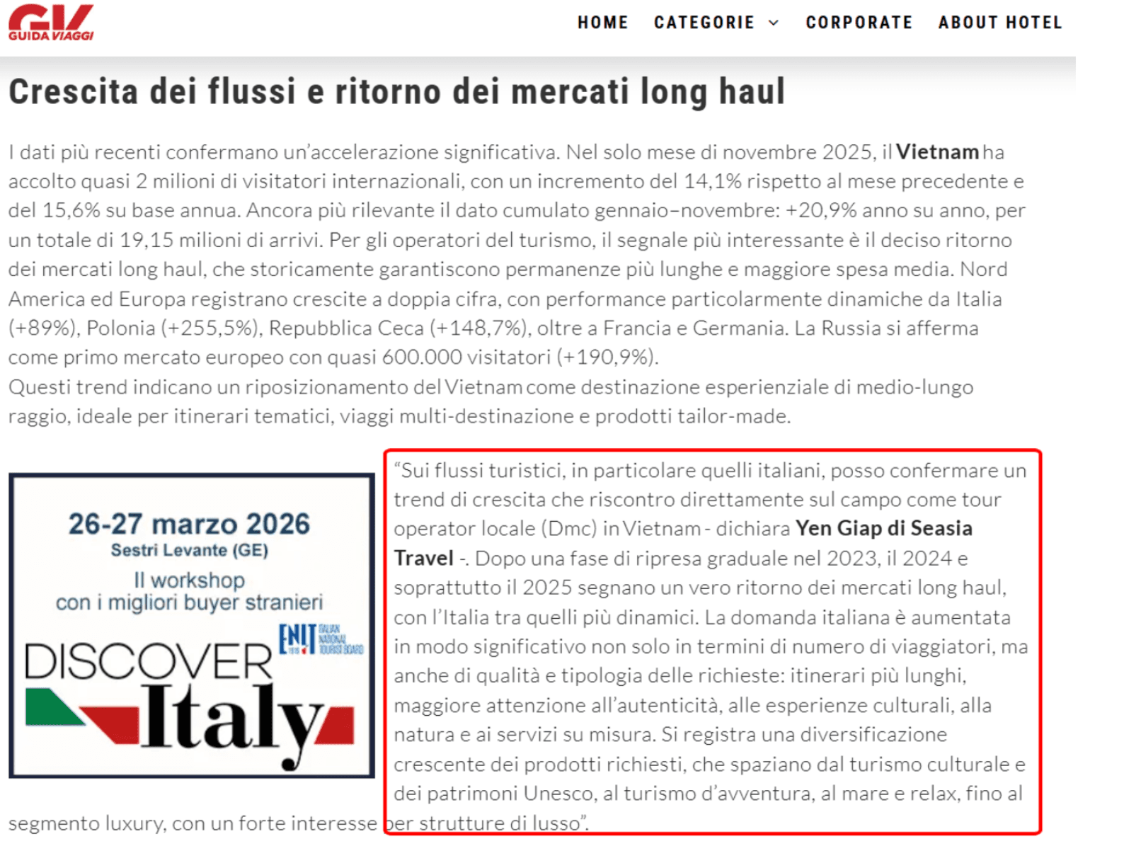 Guida Viaggi — Crescita dei flussi e ritorno dei mercati long haul